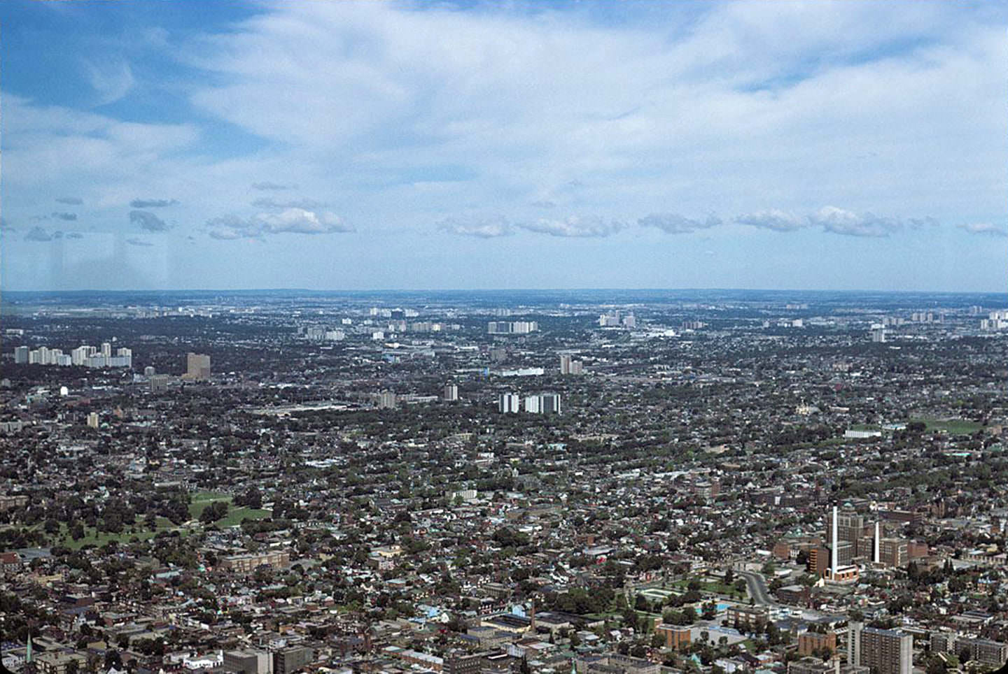 Toronto, view looking northwest from the C.N. Tower, Aug. 1976.