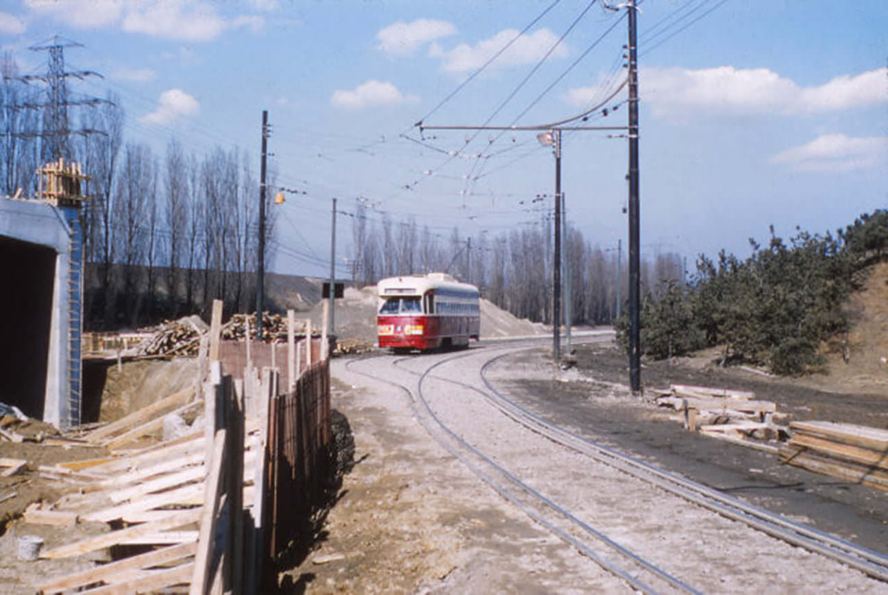 TTC loop, Lake Shore near Humber, 1950s.