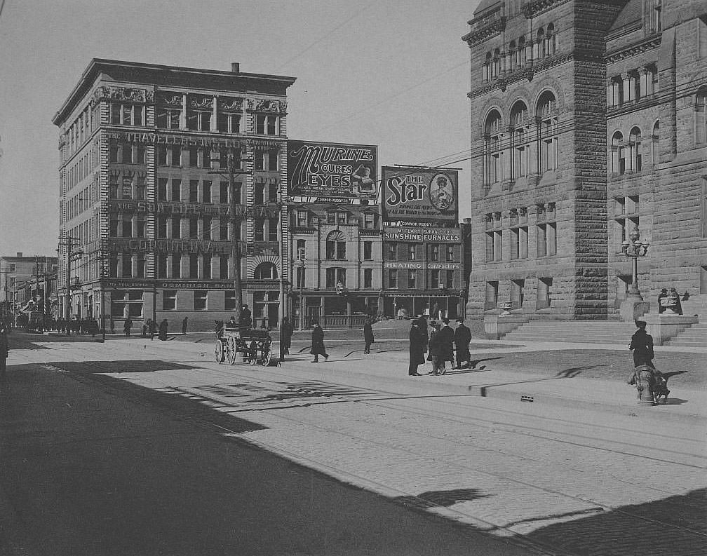 Looking northwest towards Bay & Queen, 1906