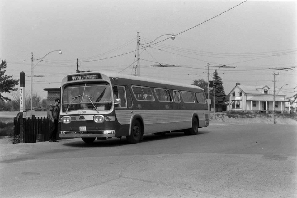 Wilson bus at blondin loop weston rd. - Credit Leonard Jacks, 1966
