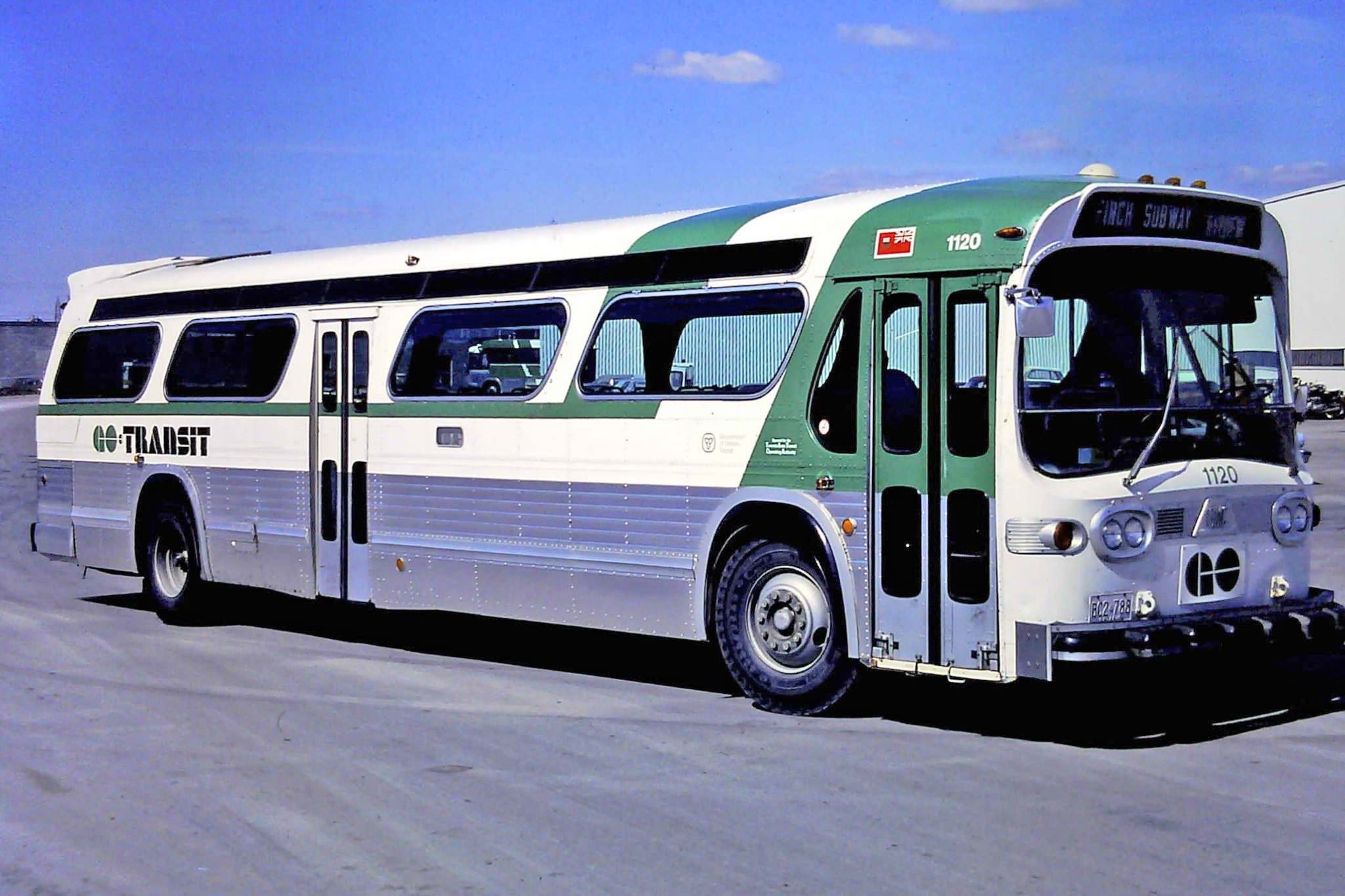 This year marks the 50th anniversary of GO Transit bus operations. Here is a great Ted Wickson shot of General Motors GO Transit 1120 bus from around the mid-1970s.