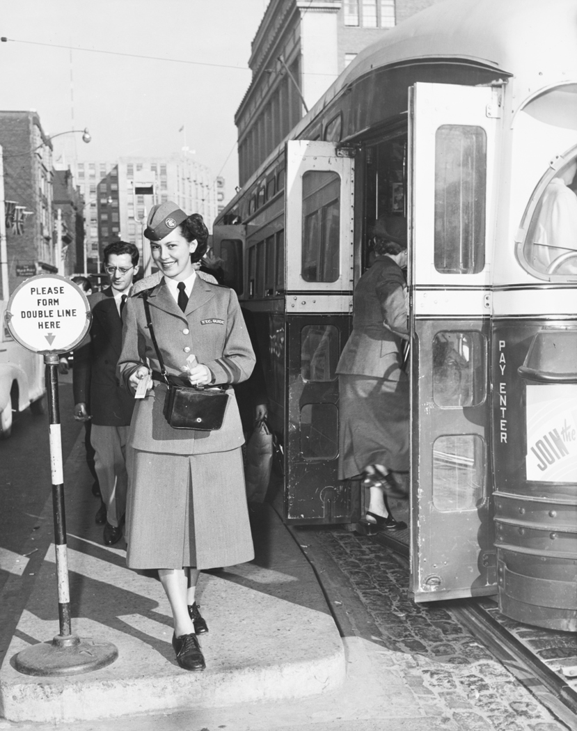 TTC Guide Thelma Clark at Yonge and Carlton 1951