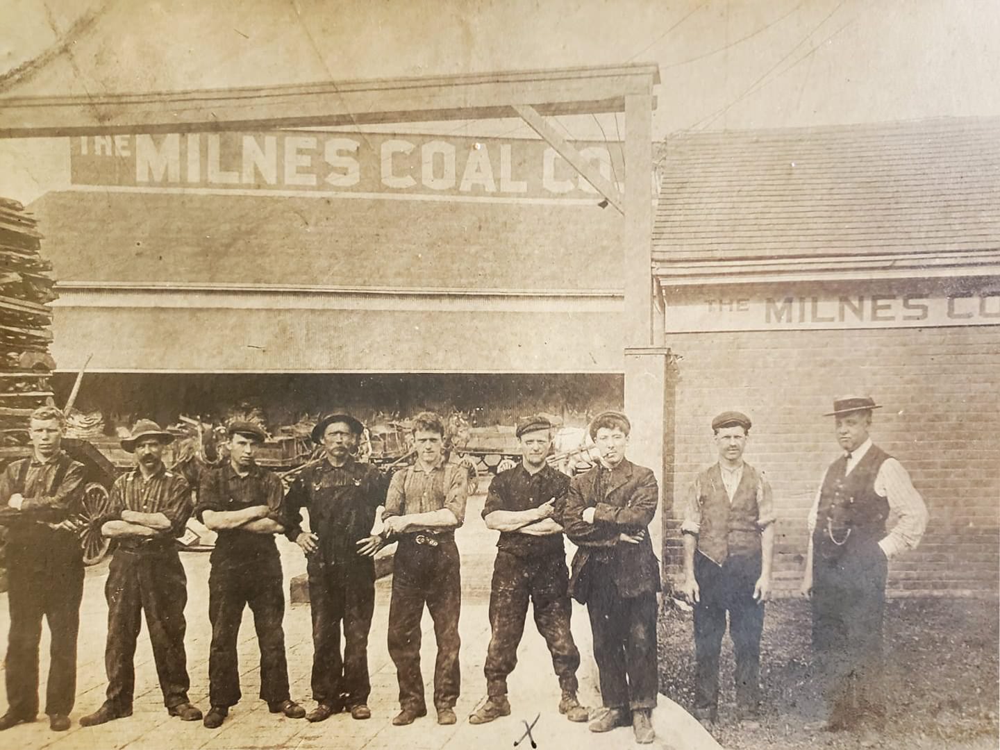A photo of the gents at Milnes Coal Co. Limited, it was on Esplanade East between Church & Market, 1910s.
