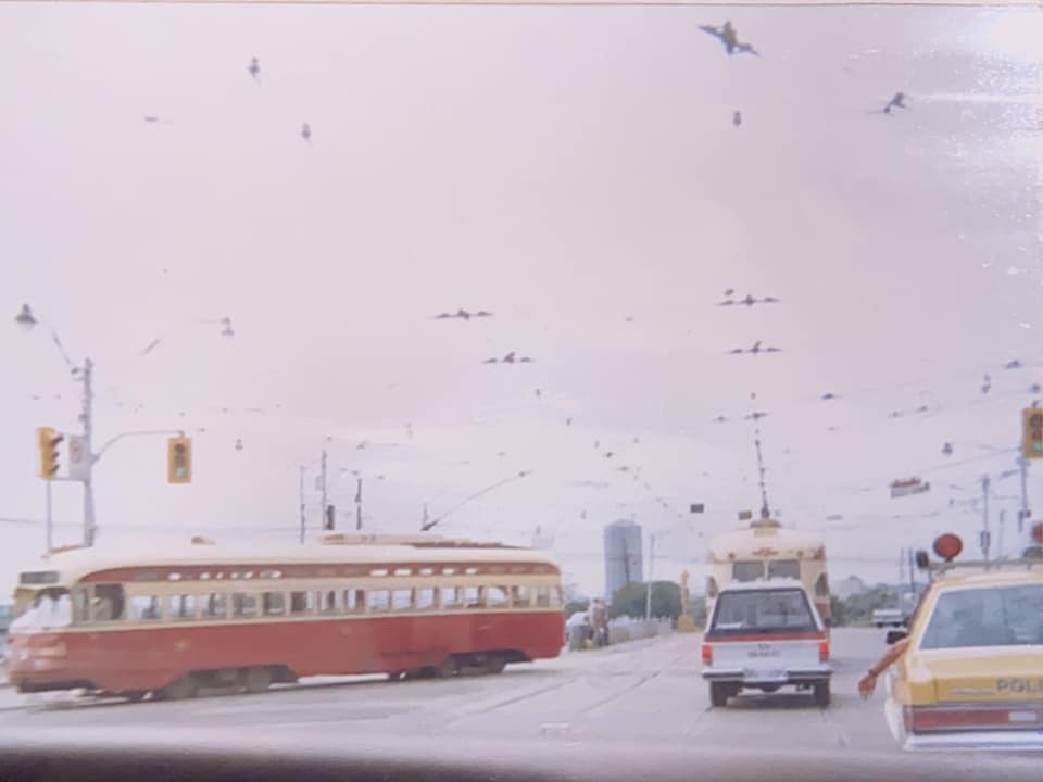 PCC streetcar at Queen and Roncesvalles, 1987