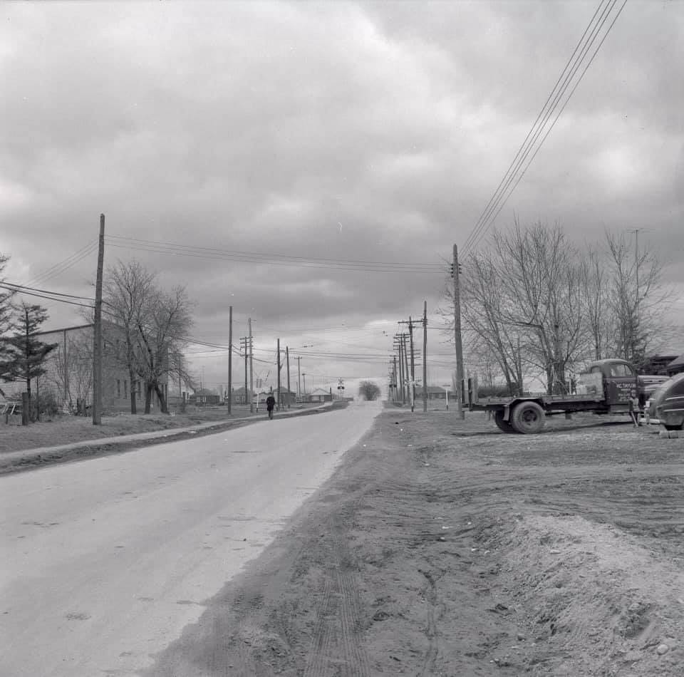 Kennedy Rd., looking south from north of Raleigh Ave., to C.N.R., 1940s