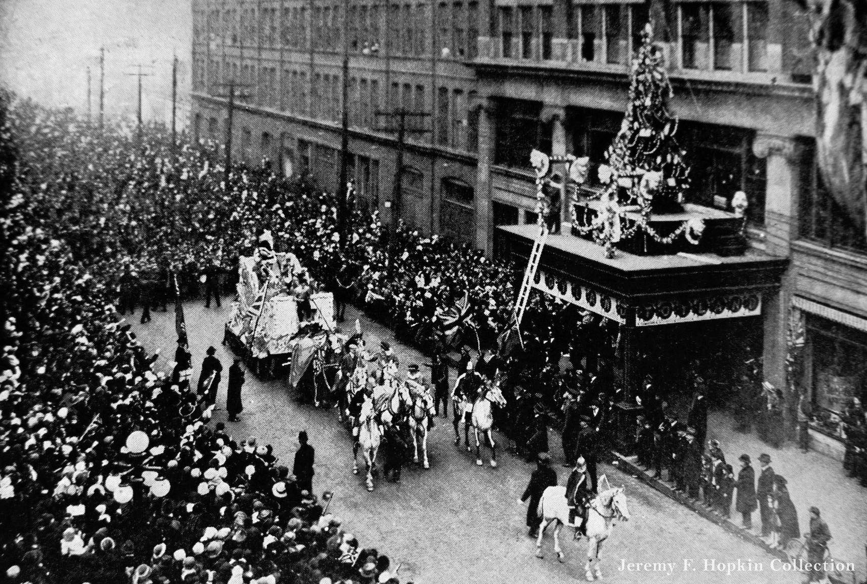 The arrival of Santa Claus at Eaton's Toyland, Toronto, 1900s