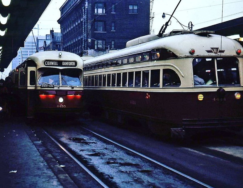 Bloor Danforth streetcar interchange at Bloor Yonge, 1960s