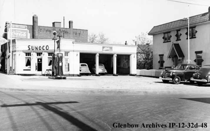 Sunoco service station at Kingston Road and Silver Birch, 1946