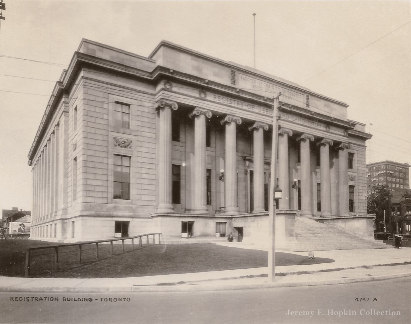 Registry of Deeds and Land Titles, Queen St. W., c, 1920. Demolished to make way for Toronto's current City Hall building in 1957.