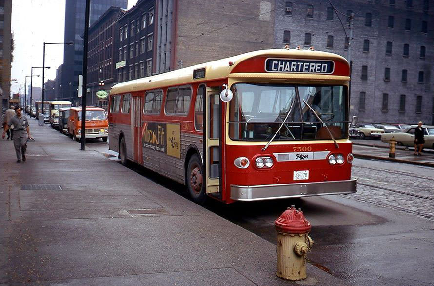 TTC Western Flyer model bus on a charter, 1970.