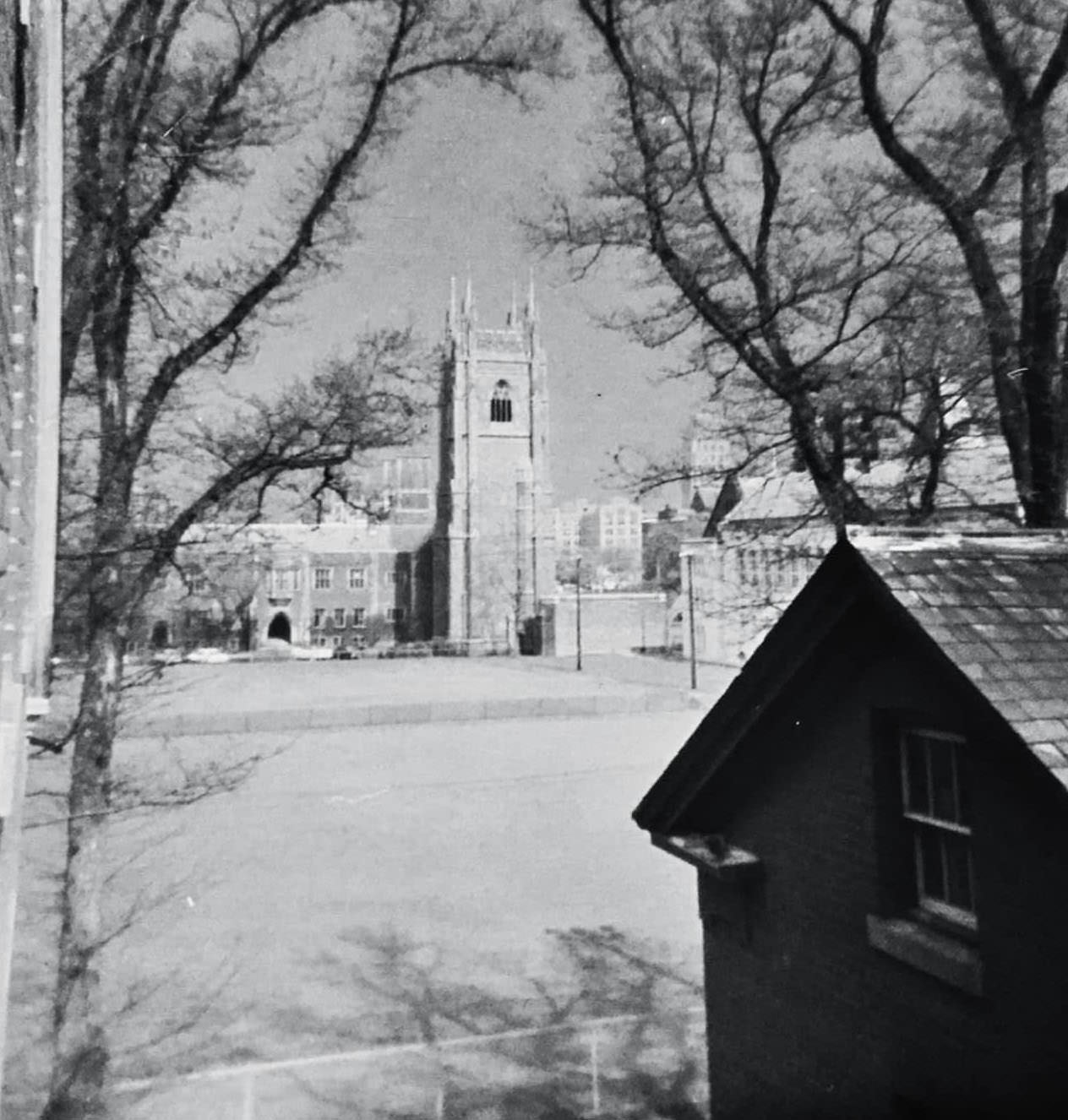 Soldiers’ Tower at Hart House, UofT taken from Whitney Hall, 1963