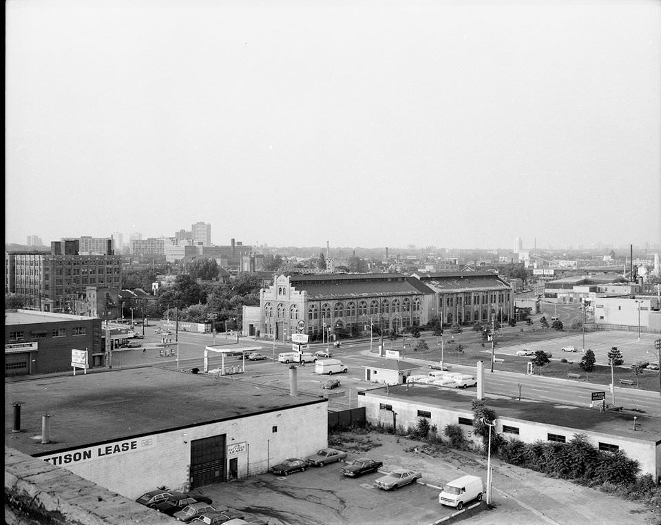 Looking north east towards Front Street and Parliament, 1982