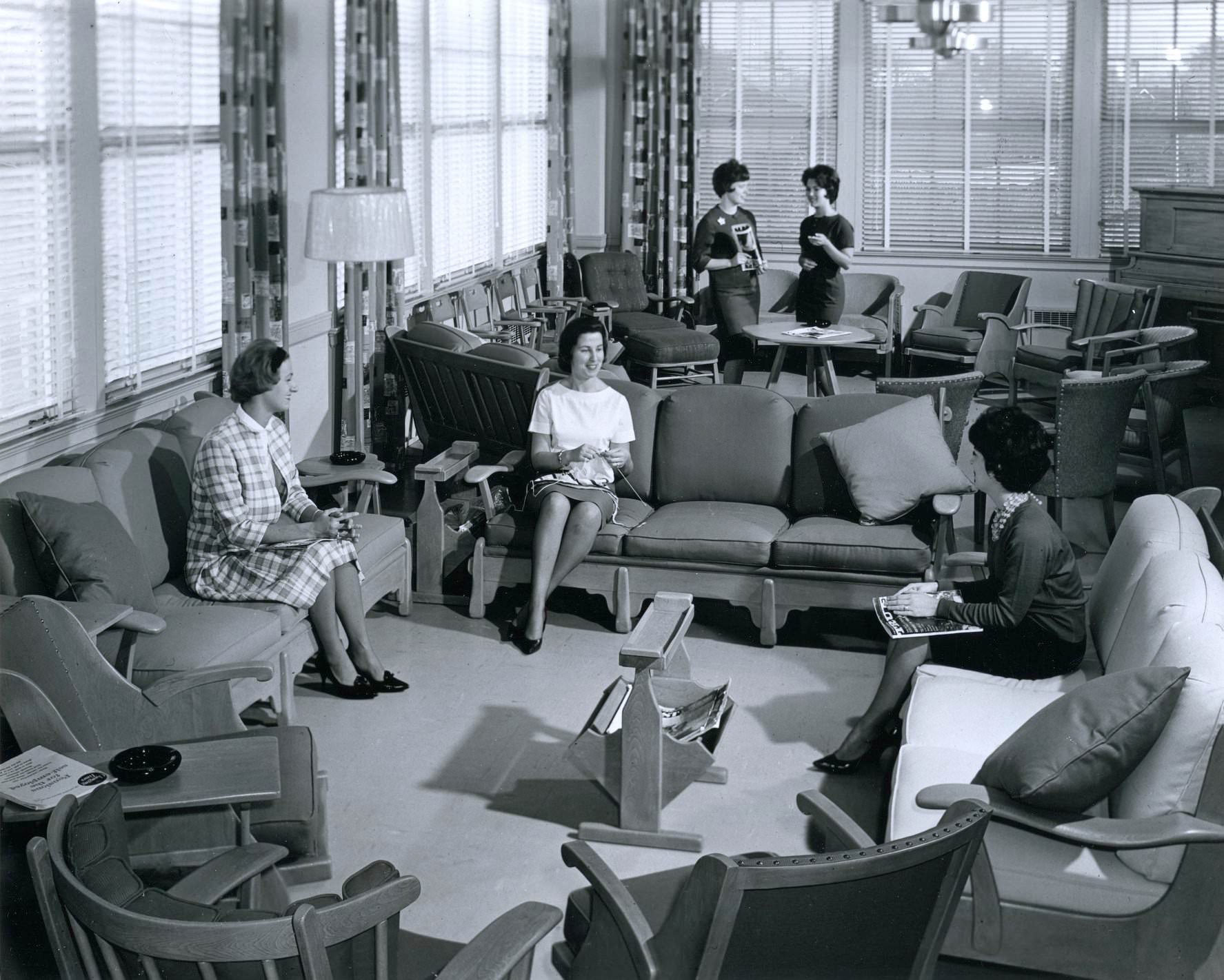 Ladies Lounge inside Building 9, 'Kodak Heights' facility, 1964.