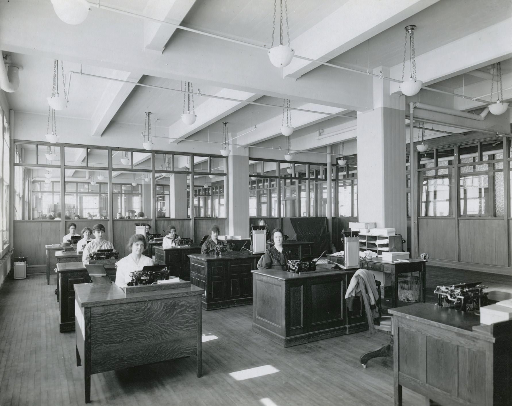 Billing and entering office, 'Kodak Heights' 1917. Kodak of Canada headquarters, Eglinton Ave. W. & Weston Rd., Mount Dennis, Toronto.