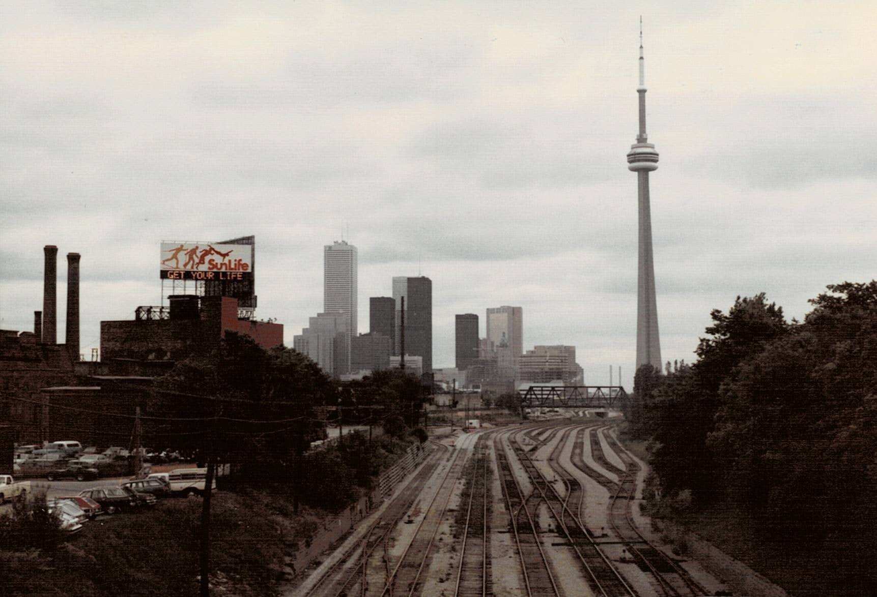 Taken in fall 1985 looking east from around Fort York. Totally different now.