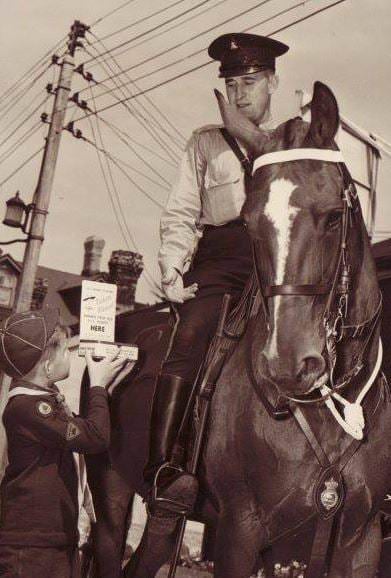 Riding Joan. Robert W. Shannon was in the Toronto Mounted Unit, 1950