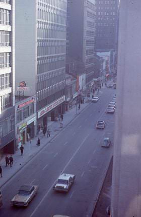 Downtown Toronto, probably taken from Simpsons department store, 1967