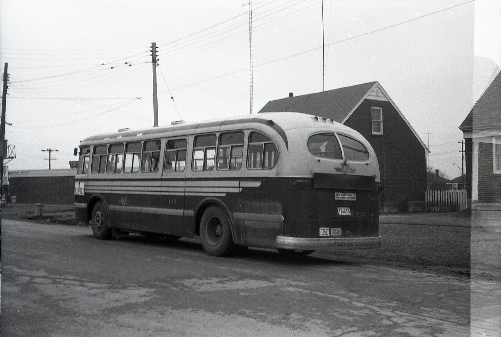 TTC Bus 1112 on Blondin, looking northwest in 1962.