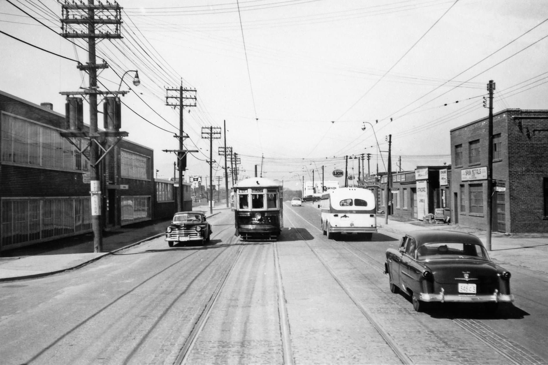 Looking north on Weston Road to Rogers Road, 1954.