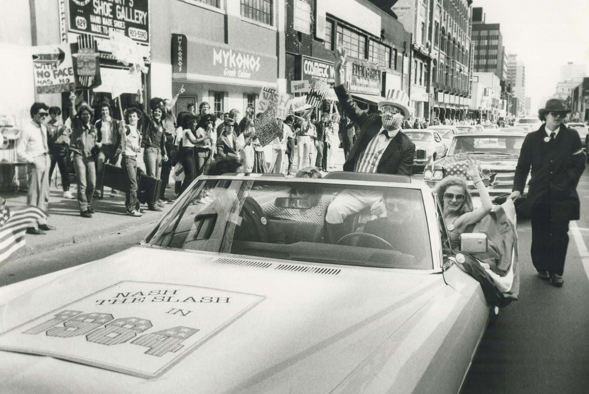 Nash The Slash, rock fiddler extraordinaire, staged a surprise motorcade down Yonge St., 1984