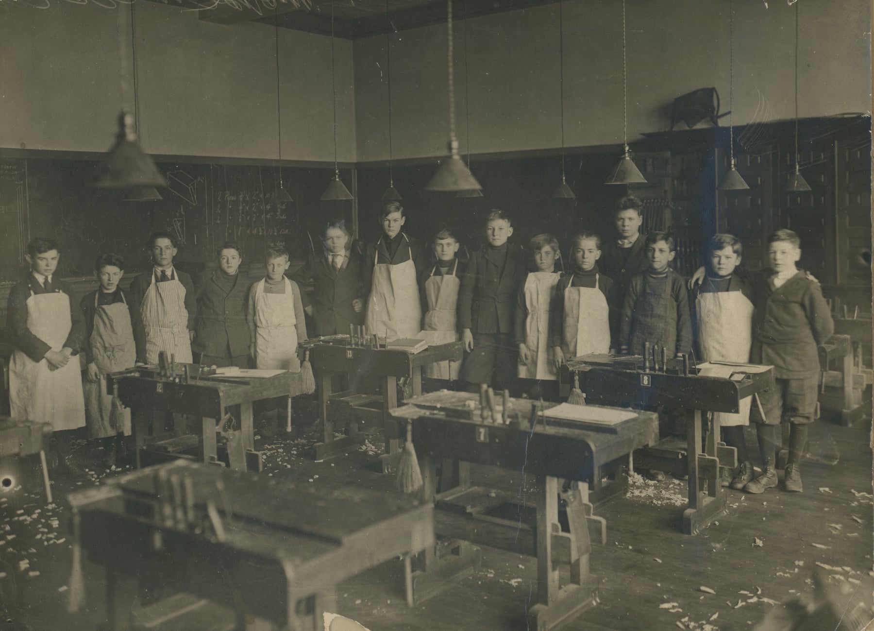 Wood shop in the Toronto School Board, 1920.