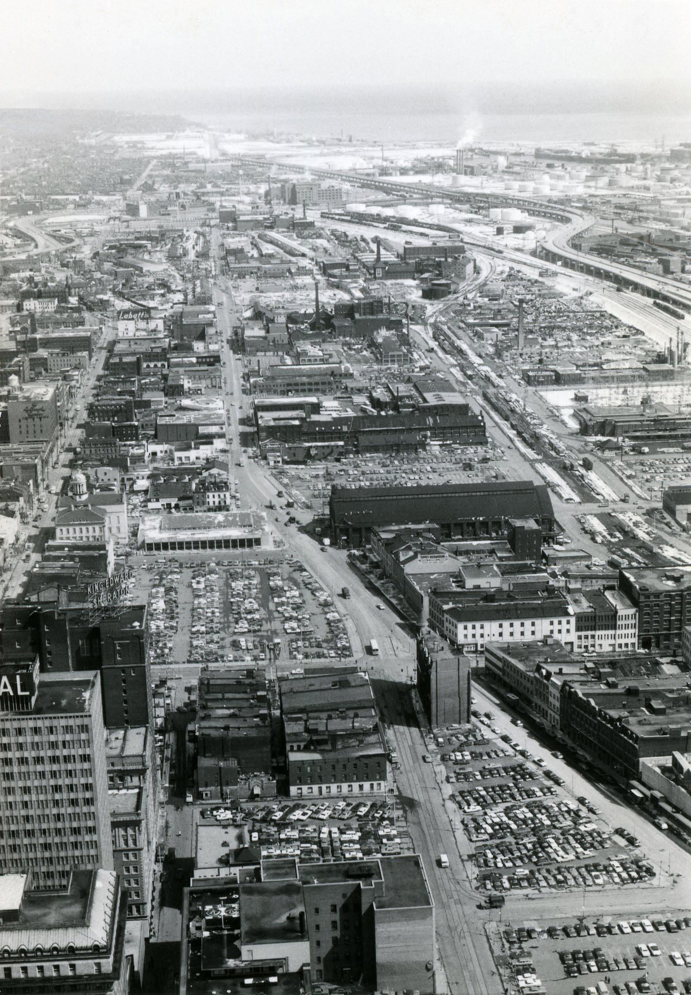 Looking east along Front Street East, late 1960s.