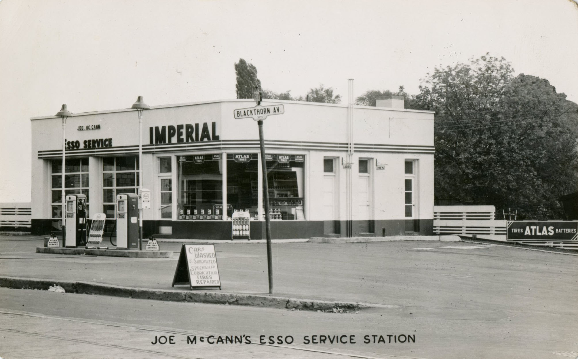 The station is on the south side of Rogers Road, 1950s