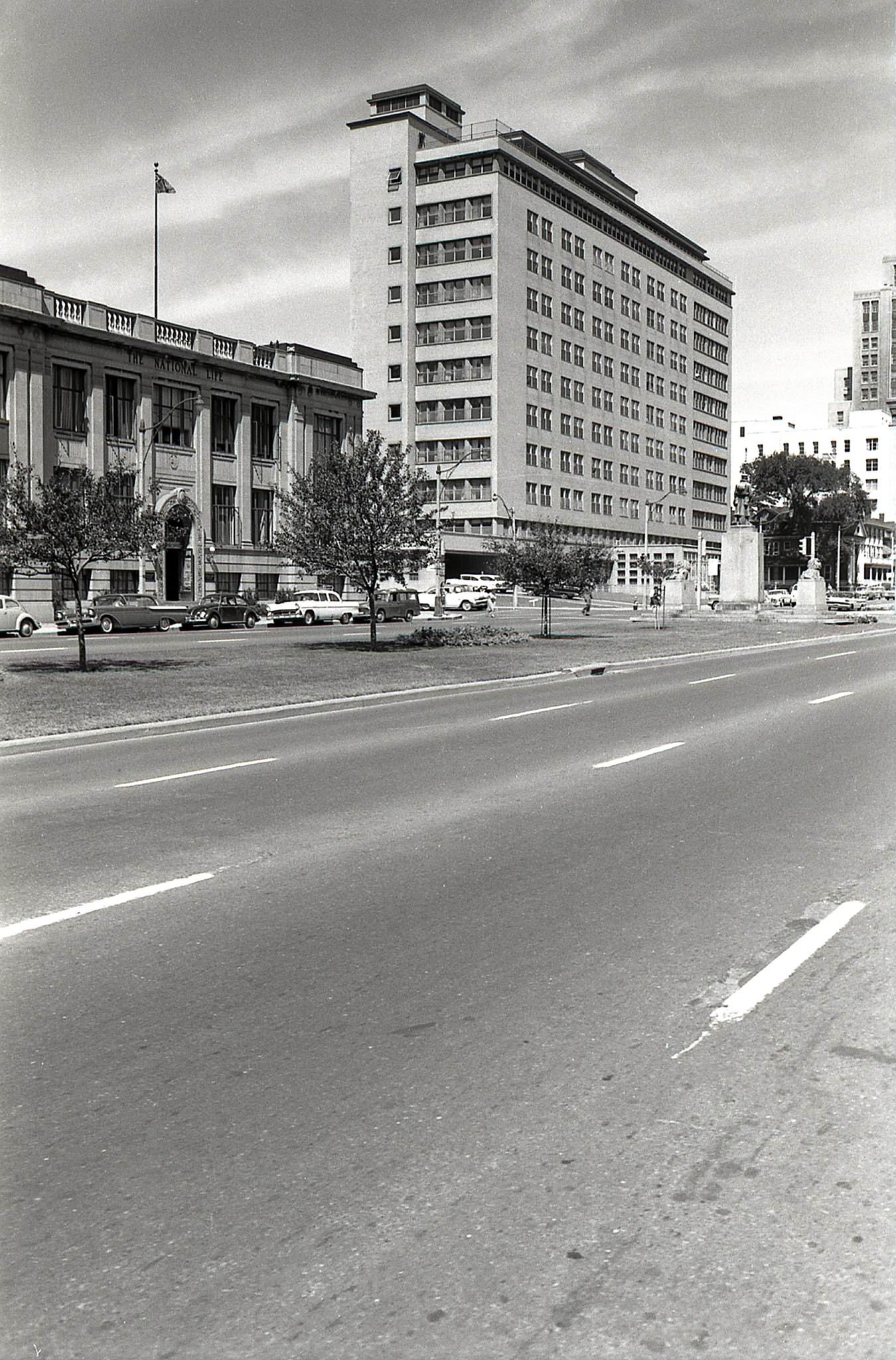 West side of University Ave at Elm, 1960s.