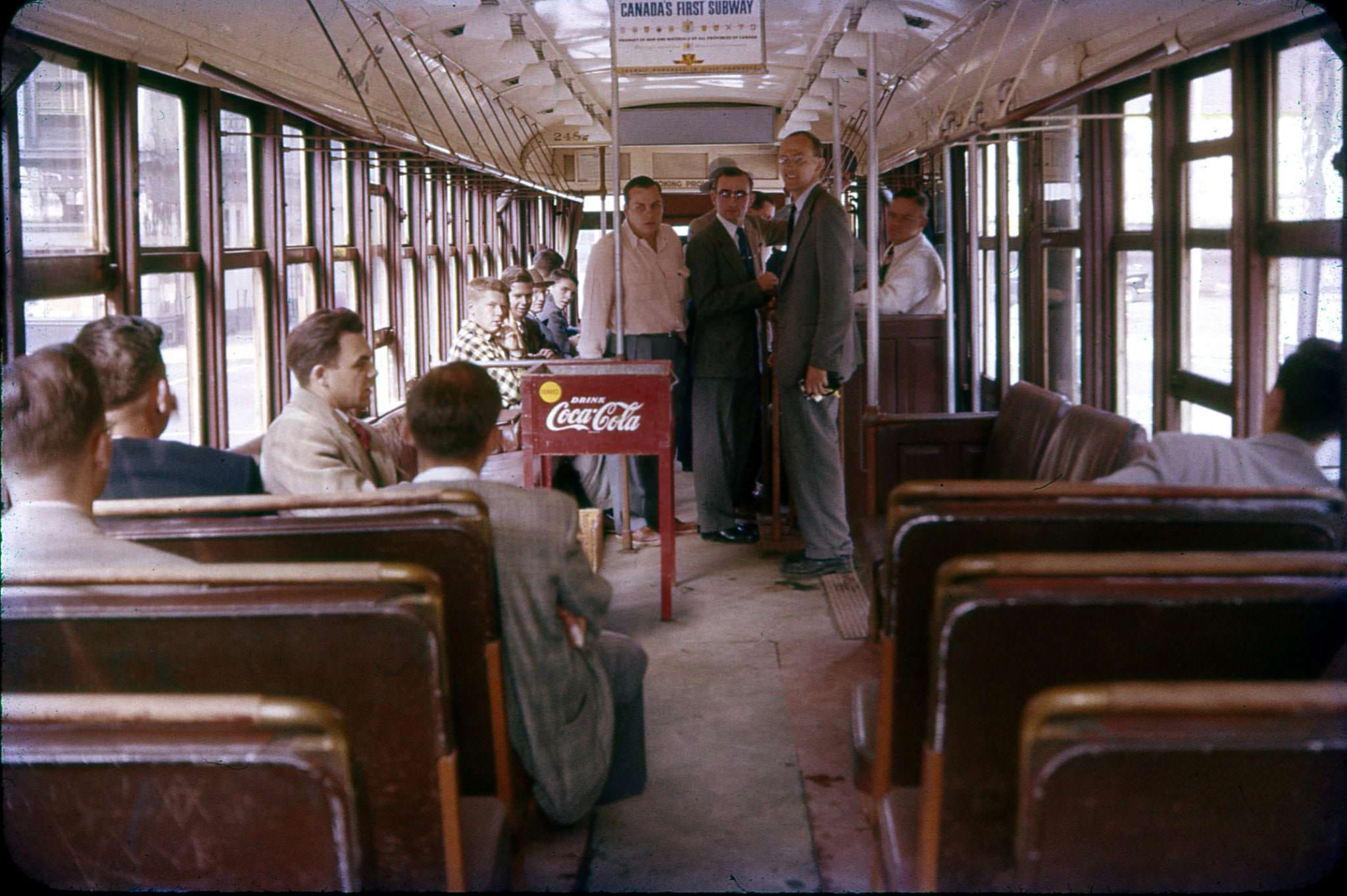 TTC Streetcar 2482 interior view during a fan trip - 12th of June 1955