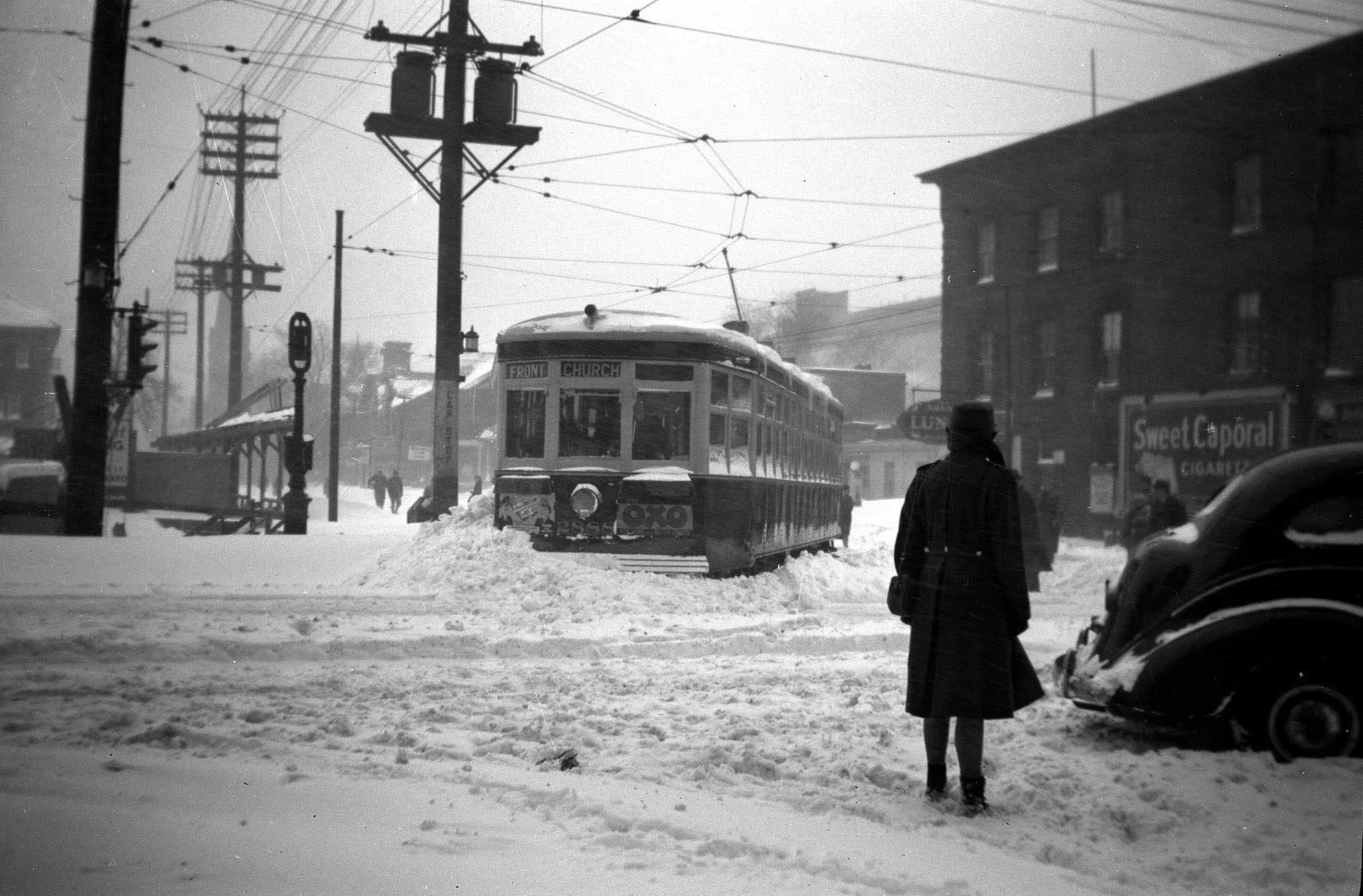 Streetcar 2888 at Church and Carlton on the 12th of December 1944.