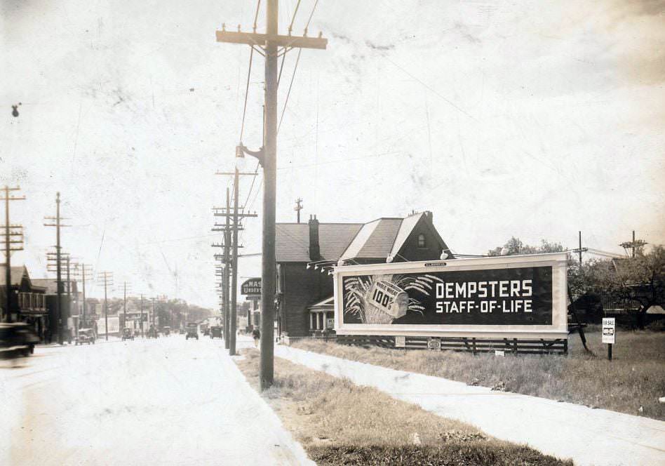 South-west corner of Yonge Street and Eglinton Avenue, adjacent to a building occupied by Nash Undertakers, 2284 Yonge Street, 1920s