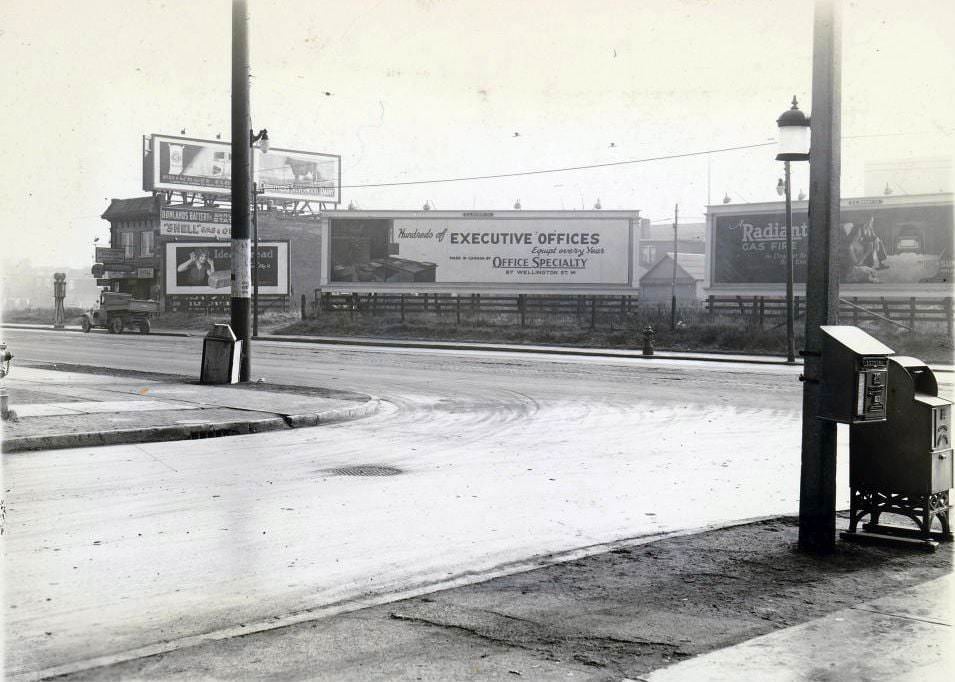 Donlands Battery & Service Station on the south side of Danforth just east of Donlands, 1920s