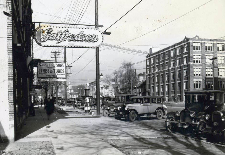 Gotfredson Trucks - 242-244 Spadina Avenue. View is looking north-east on Spadina Avenue, from south of Grange Avenue, 1920s