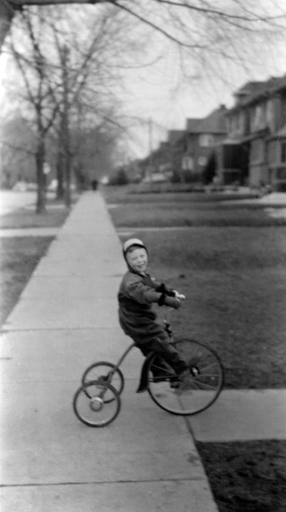 Riding my wheels on St. Clements Ave., 1950