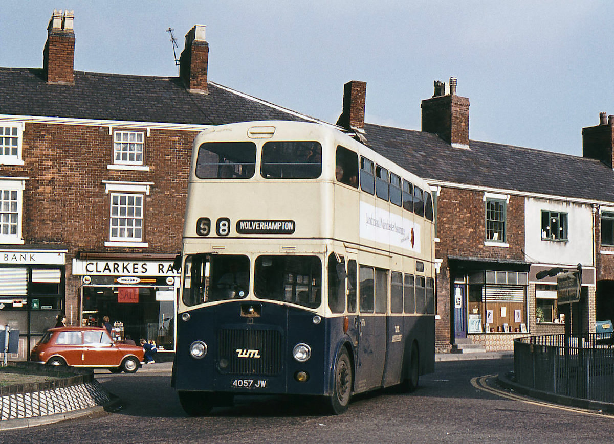 Ex Wolverhampton Corporation Guy Arab IV No. 57N (4057 JW), Bull Ring, Sedgley, 18th September 1976.