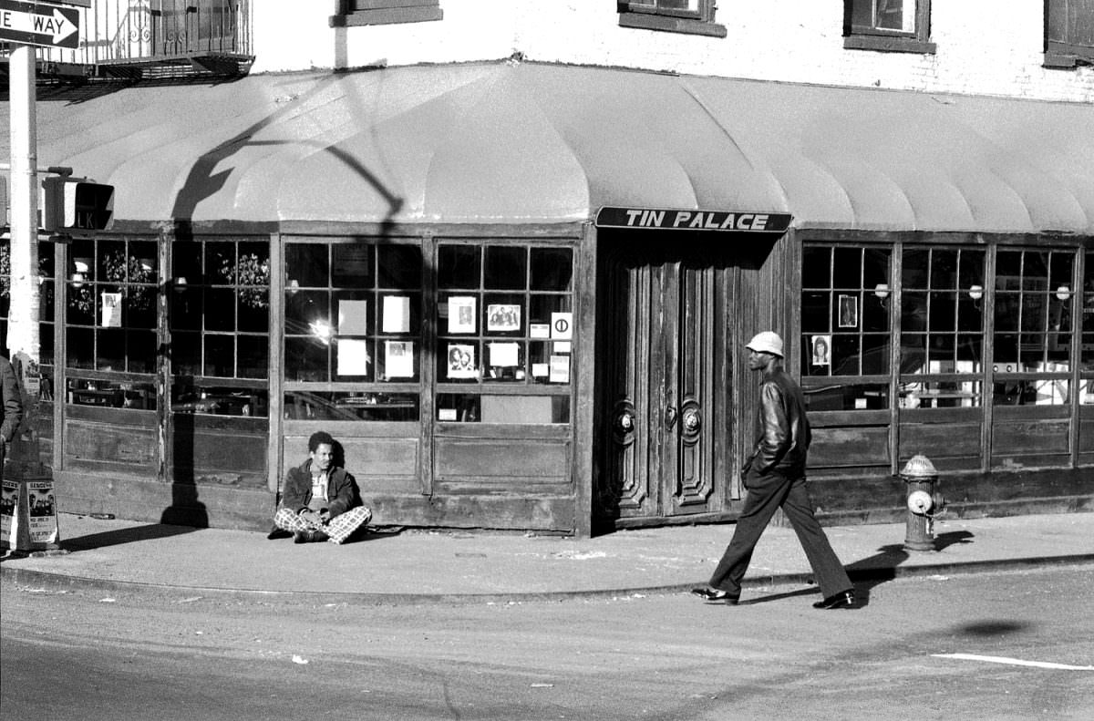 The Tin Palace, jazz nightclub, at 2nd St. & Bowery, East Village, Manhattan, 1978