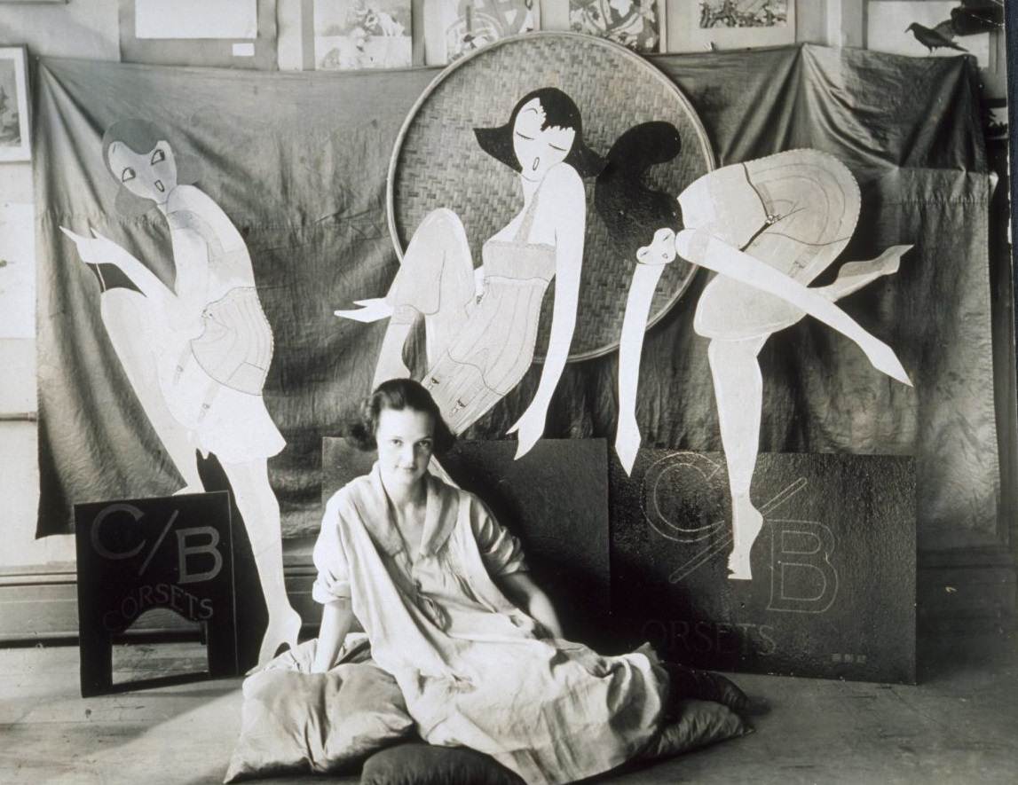 Lin seated on floor pillows, 1925