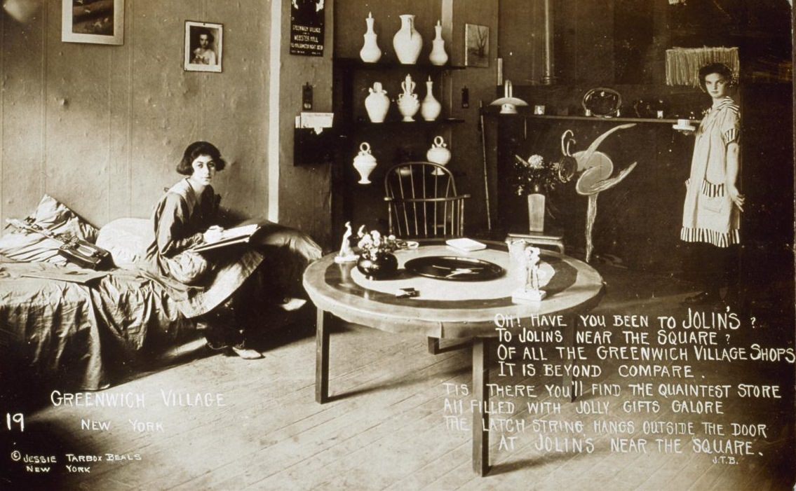 Joan Schromache and Lin inside their shop, Jolin’s, 1926