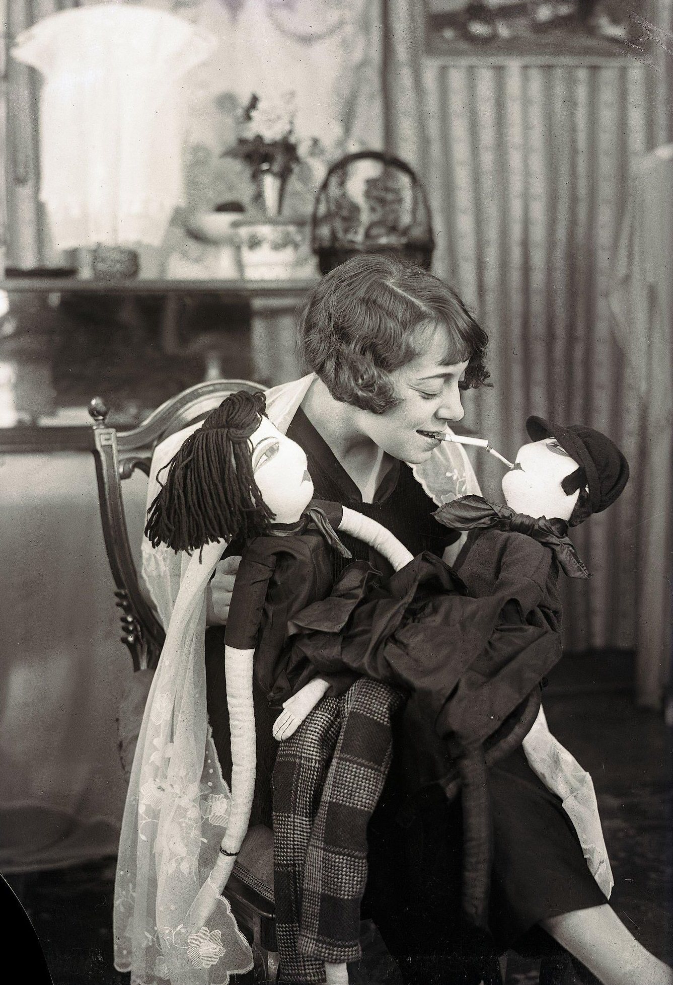 Anna Held, daughter of musical comedy star of same name, at her novelty shop in Greenwich Village.