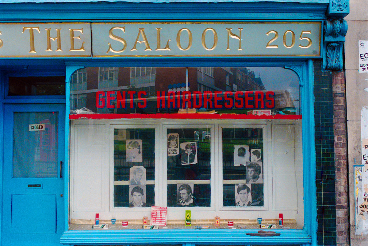 The Saloon, Hairdresser, 205, Kings Cross Rd, St Pancras, Camden, 1986