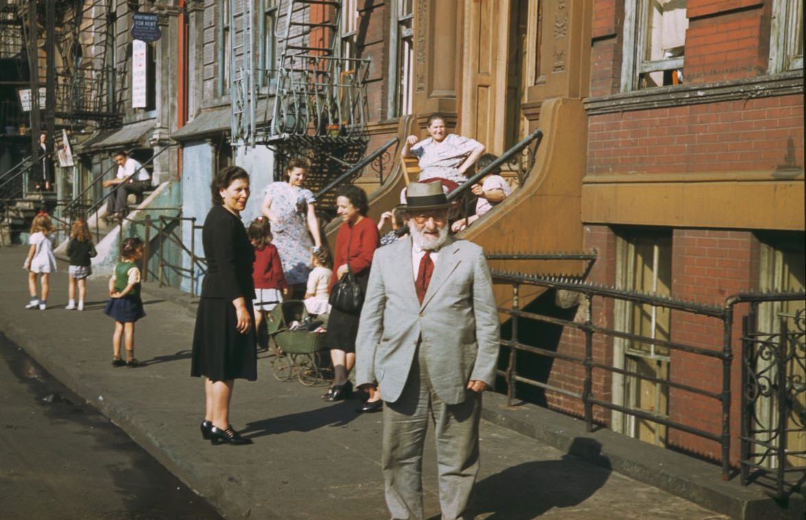 Residents of lower Clinton Street near East river Saturday afternoon 1941