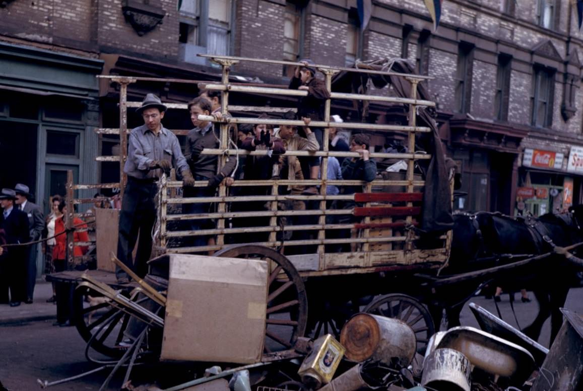 Collecting the salvage on lower East Side. 1942