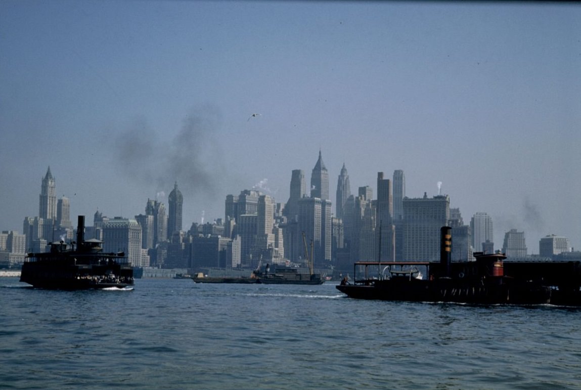 Lower Manhattan from Jersey City ferry boat 1941