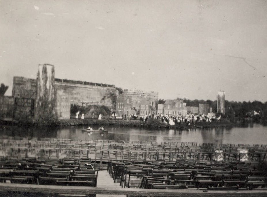 A view of the stage of the Pageant and Masque of St. Louis seen from the seats, 1914