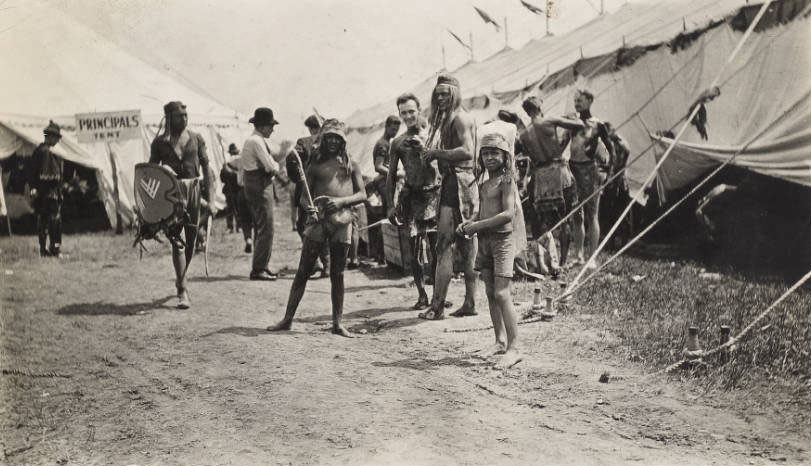 Actors portraying Indians offstage, 1914