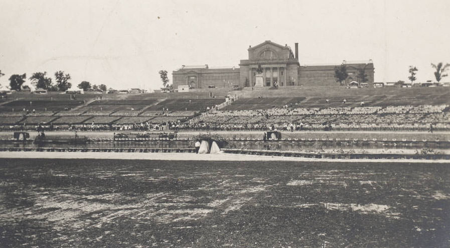 Art Hill seating arranged for performances of the Pageant and Masque of St. Louis, 1914