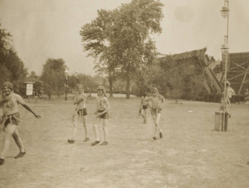 Boys costumed as American Indians to perform in the Pageant and Masque of St. Louis, 1914