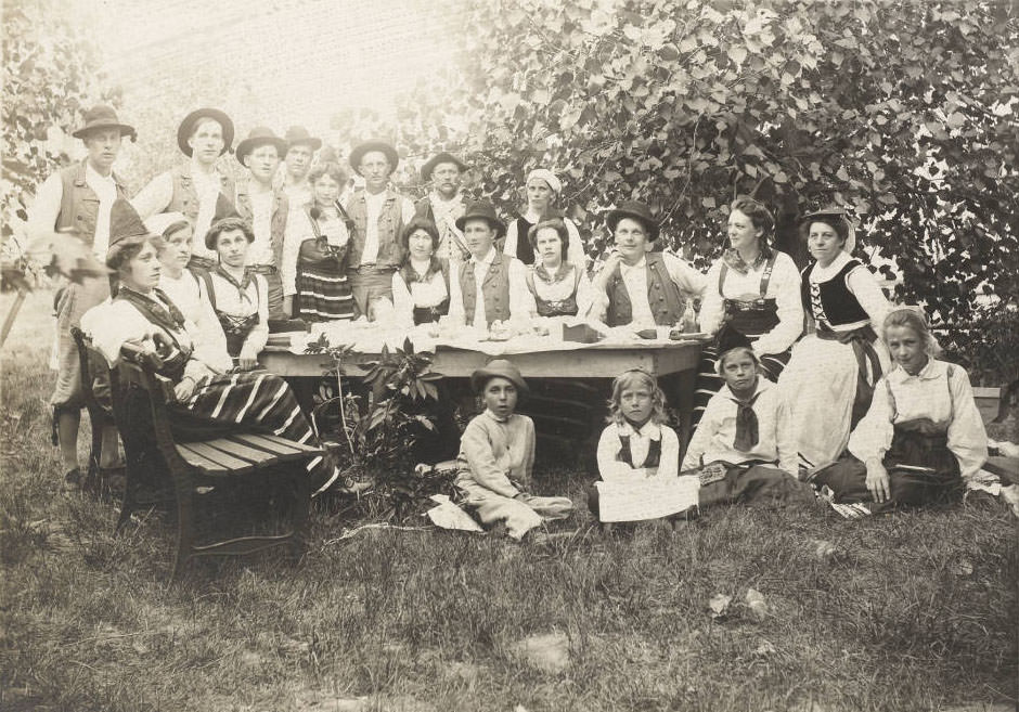 Members of the Swedish group who performed in the Masque, 1914