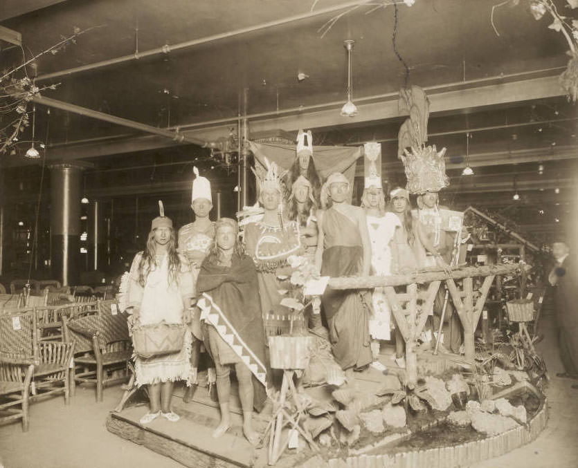 A group of volunteers portray Indians in the Pageant of St. Louis,1914