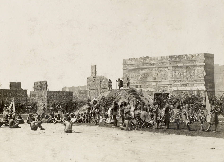 Osage Indians and their chief in conference with their enemies, a scene from the Pageant, 1914